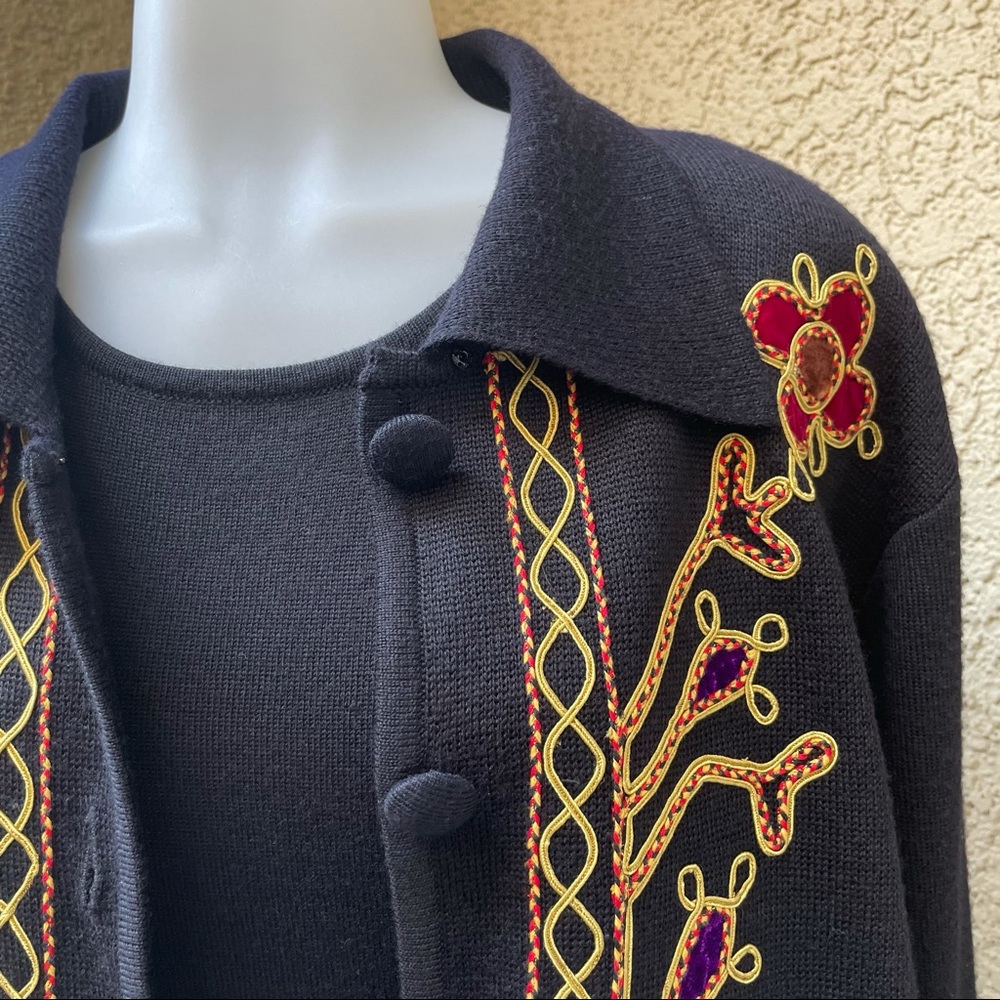 Vintage black Carole Little knitted set jacket with dress